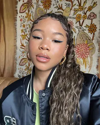 Top blue eyeliner on actress storm reid