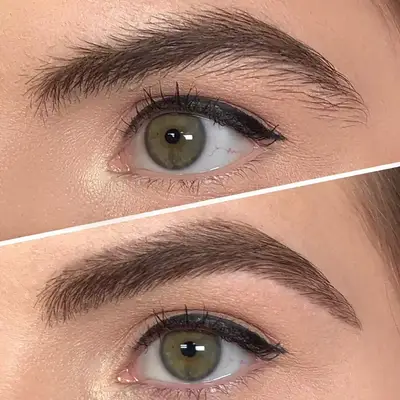Before (top) and after (bottom) a brow wax