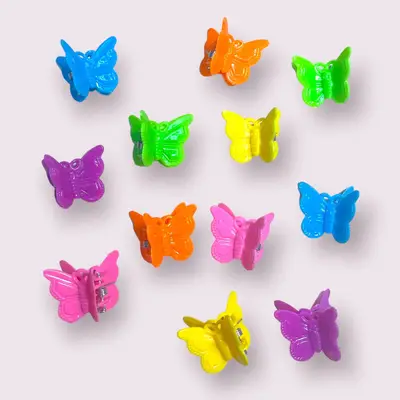 butterfly hair clips in green, purple, blue, orange, yellow colors