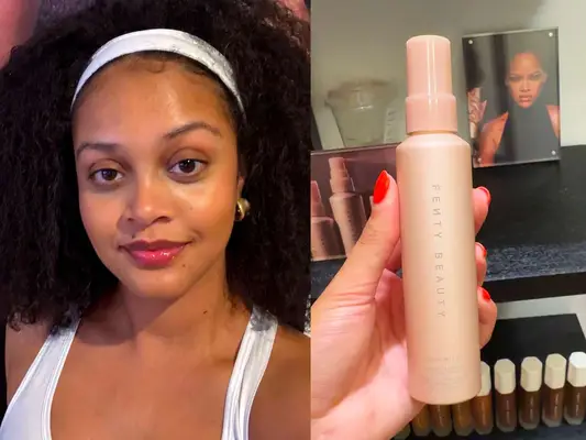 A person after testing the fenty beauty setting spray