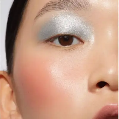 up close shot of Silver icy frosted eyeshadow.