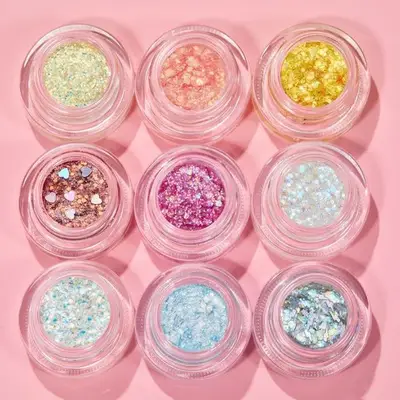 An array of ColourPop body glitters in a number of colors.