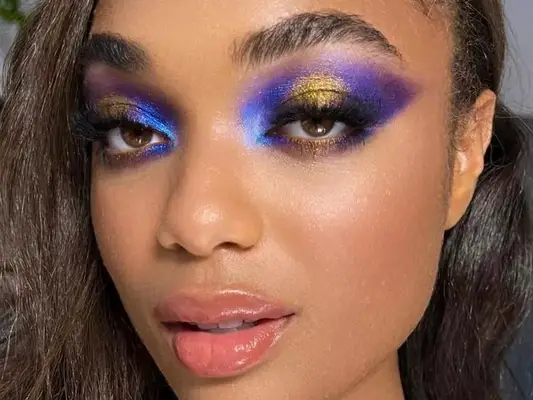 A model shows off halo eye makeup