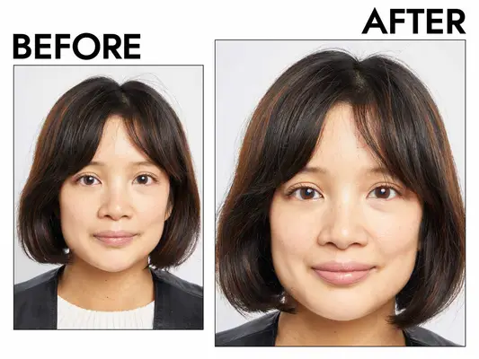 The before and after photos of Kulfi Beauty Heirloom Satin Lipstick