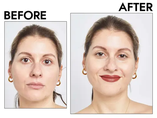 The before and after photo of Pat McGrath Labs MatteTrance Lipstick