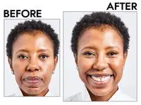 Photos of person’s face before and after using Danessa Myricks Beauty Groundwork Defining Neutrals Palette