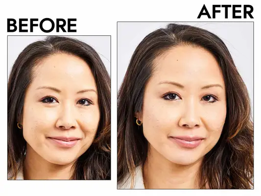 Photos of person’s face before and after using Anastasia Beverly Hills Powder Contour Kit