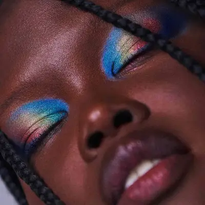 A metallic rainbow eyeshadow look 