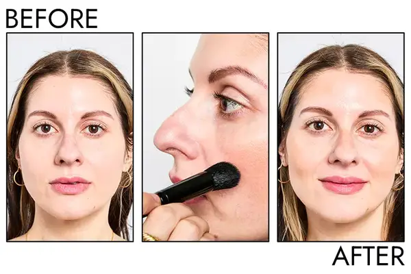 A person before and after applying Chanel Les Beige Healthy Glow Bronzing Cream