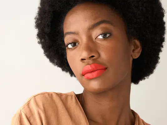 black woman wearing red lipstick