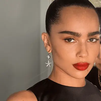 Zoe Kravitz wearing red lipstick