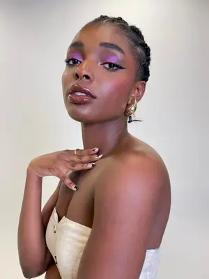 area logi in smoky purple eyeshadow