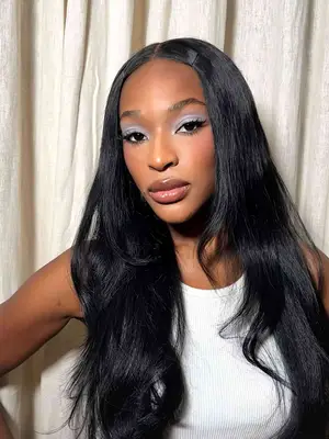 uche natori with blue eyeshadow