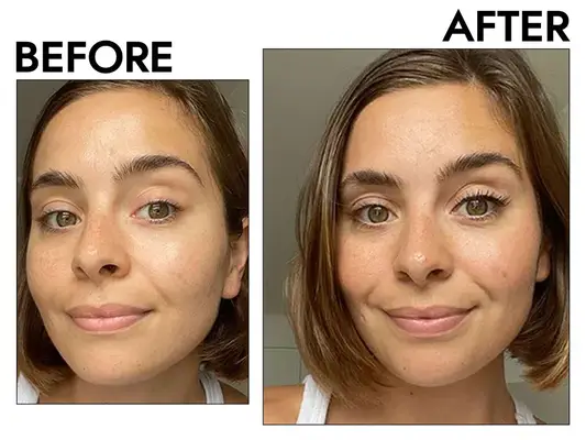 Photos of person before and after using Glamnetic Lucky Magnetic Lashes