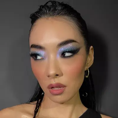 Rina Sawayama in a Midnights-inspired makeup look 
