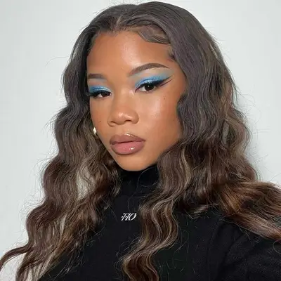 storm reid wearing blue eyeshadow