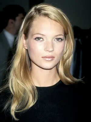 nude makeup, frosted lips, Kate Moss