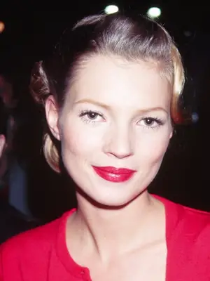 red lips, Kate Moss, updo, beauty evolution