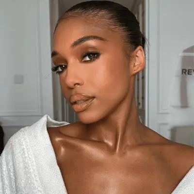 lori harvey wearing monochrome makeup