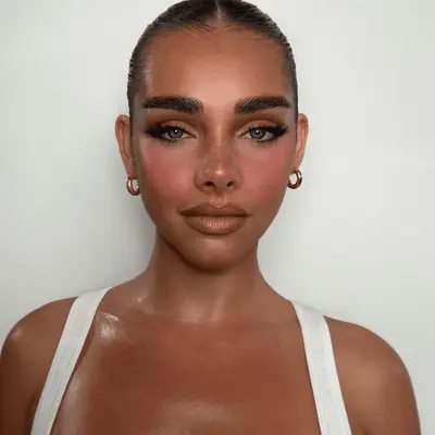 model wearing pink monochrome makeup