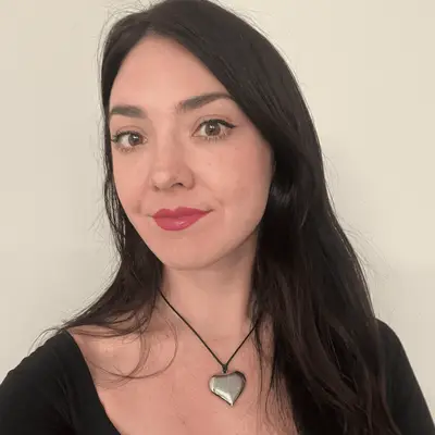 Madeline wearing the Makeup By Mario Satin Lipstick