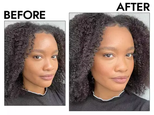 Before and after applying Charlotte Tilbury Airbrush Flawless Finish Setting Powder