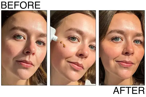 Drunk Elephant D Bronzi Drops being shown before and after application