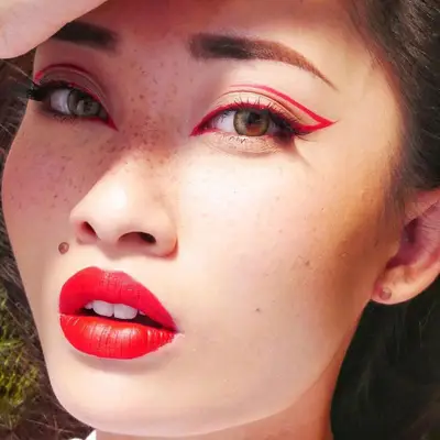 Red Eyeliner Candy Apple Graphic Wing