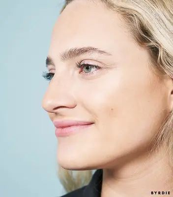 Hallie Gould with bare brows