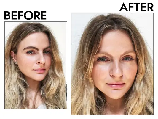 person with bleached platinum eyebrows hair