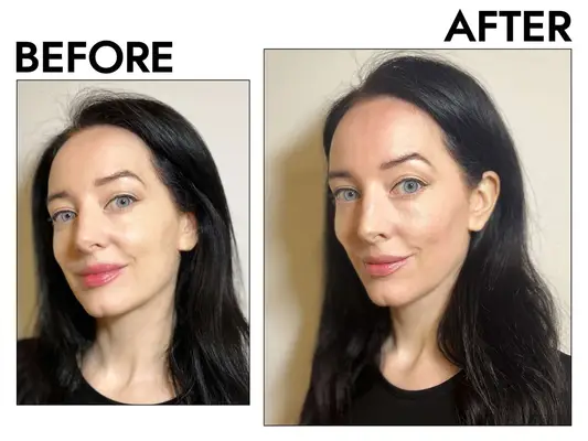 before and after image of a person using the Ogee Contour Collection