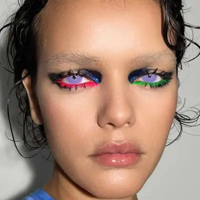 neon waterline makeup look