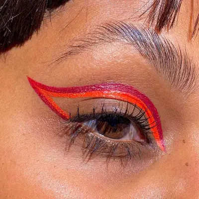 red and orange eyeliner look