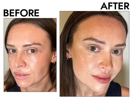 Two testers holding primers for dry skin from Refy and BareMinerals