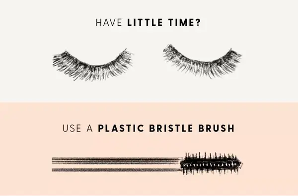 A graphic showing a plastic bristle mascara brush