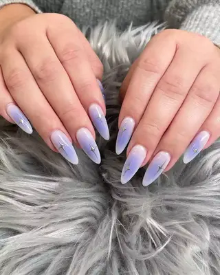 Lavender with silver sparkles. 