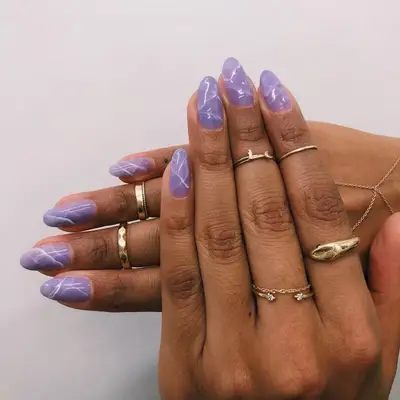 Lavender marble nails. 
