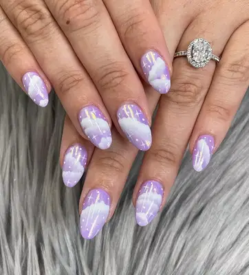 Lavender chrome cloud nails. 