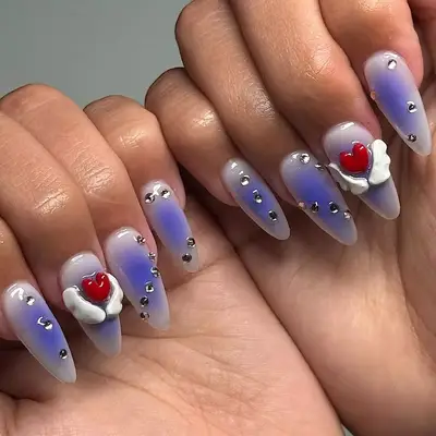 Lavender cupid nails. 