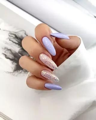 Lavender pastel nails.
