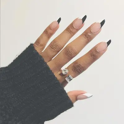 French tips that are half white, half black