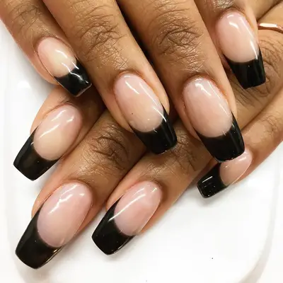 A black French manicure. 