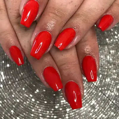 A classic red manicure. 