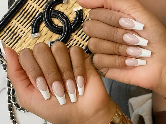 coffin-shaped French manicure