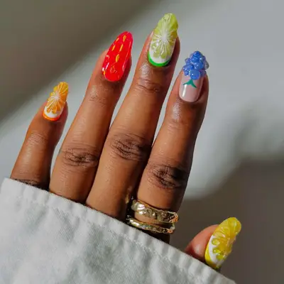 3D Fruit Salad Nails - MYM Beauty Fruit Nail Ideas