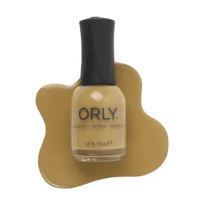 Bottle of spicy brown nail polish on a white background.