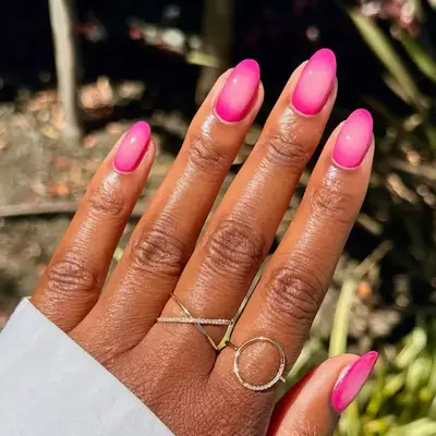 Millennial pink aura nails.