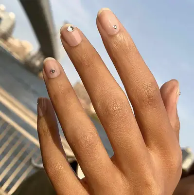 clear nails with silver gems