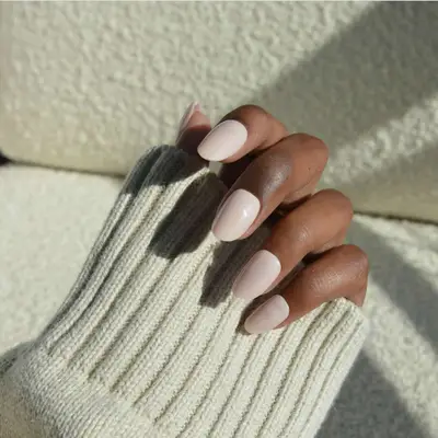oatmilk nail polish on short manicure