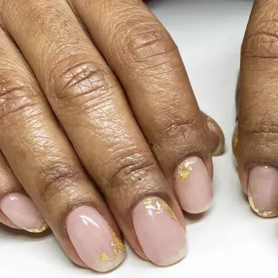 nude nails with gold foil